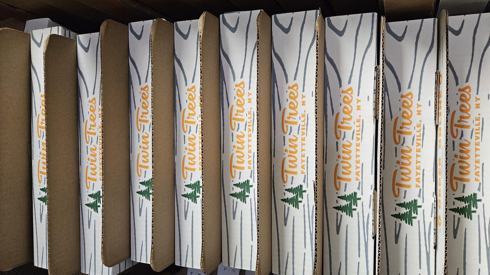 Twin Trees branded boxes