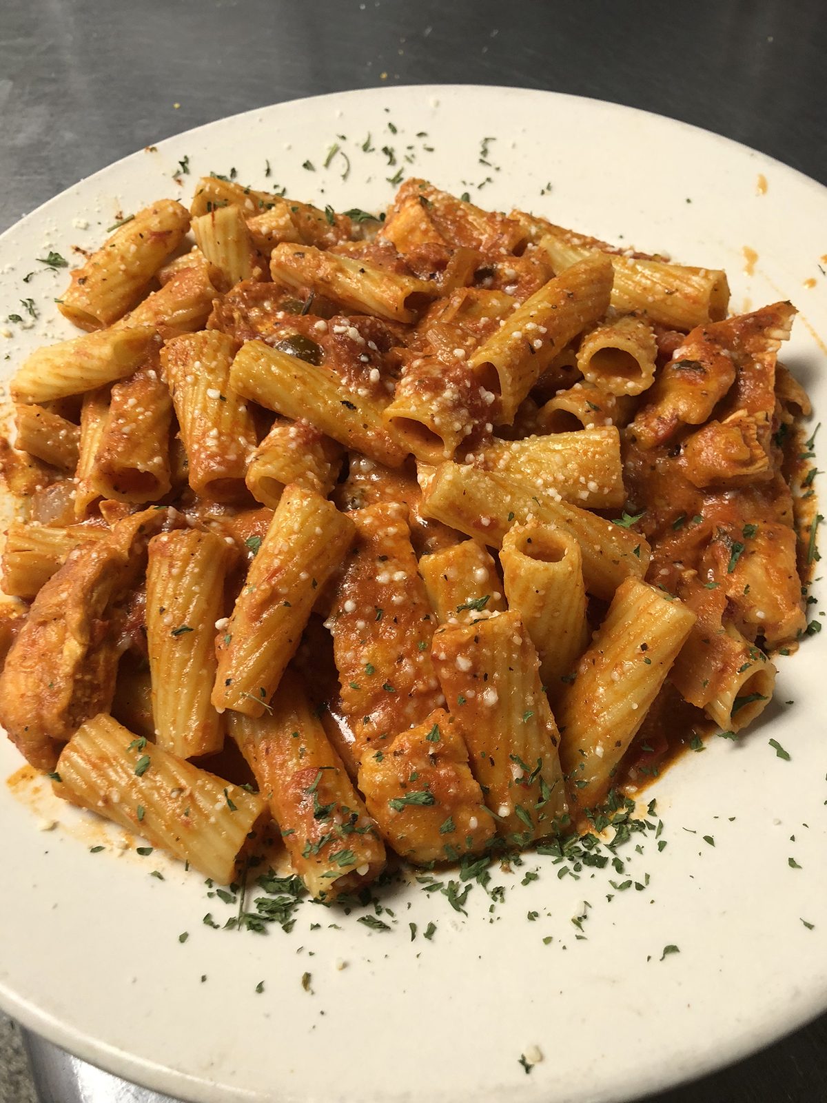 Rigatoni pasta plate
